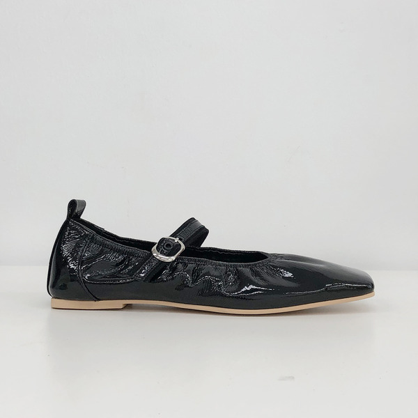 mary jane flat shoes (patent black)